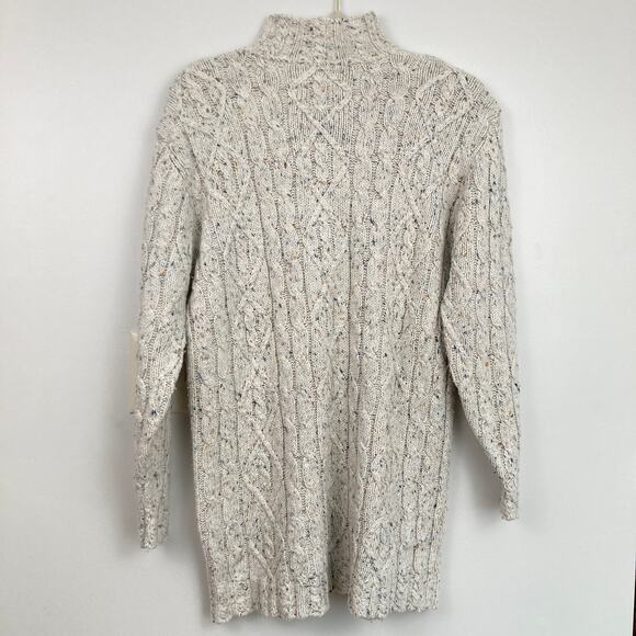 Vintage St. John's Bay Womens M Beige Marled Cable Knit Long Sweater Fisherman - Picture 3 of 14